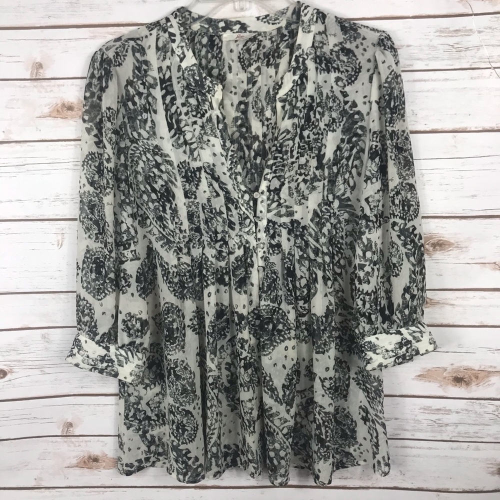 JOIE SHEER SILK-LIKE PLEATED BLOUSE SIZE Small
